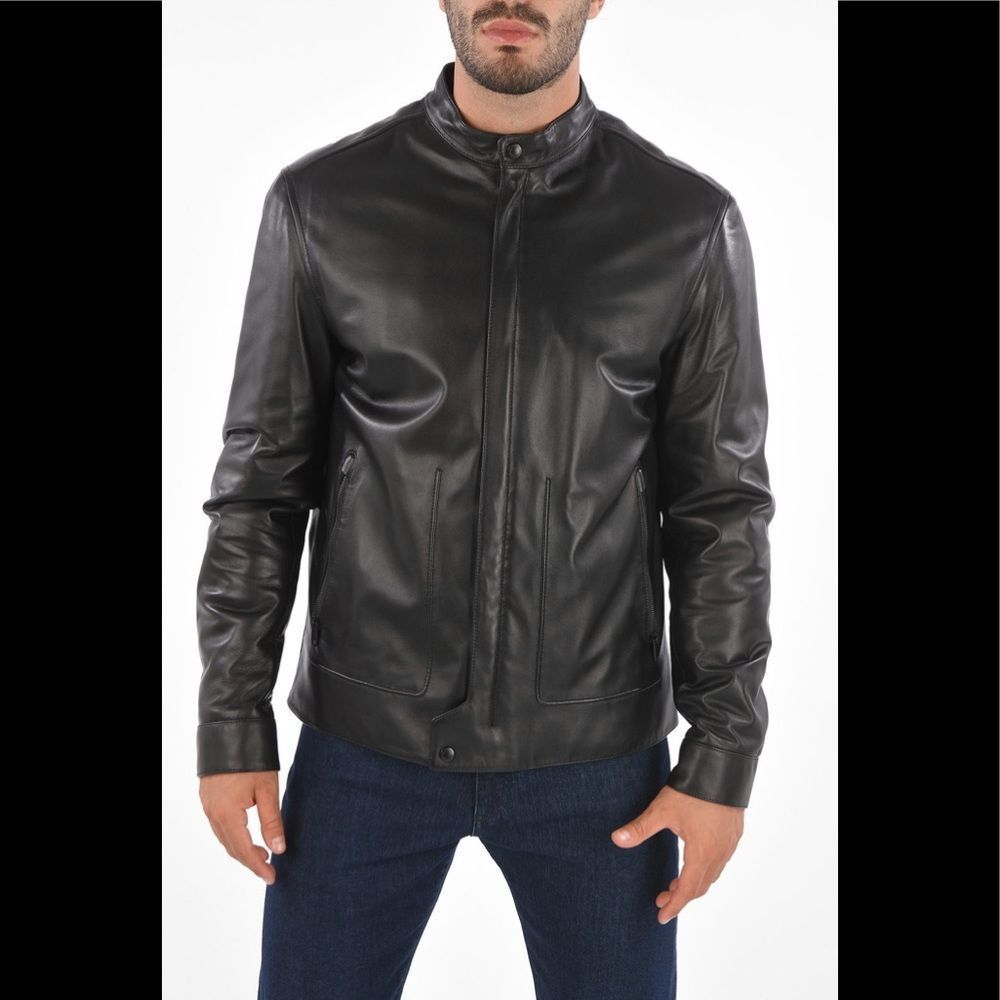Zegna mens 100% leather jacket